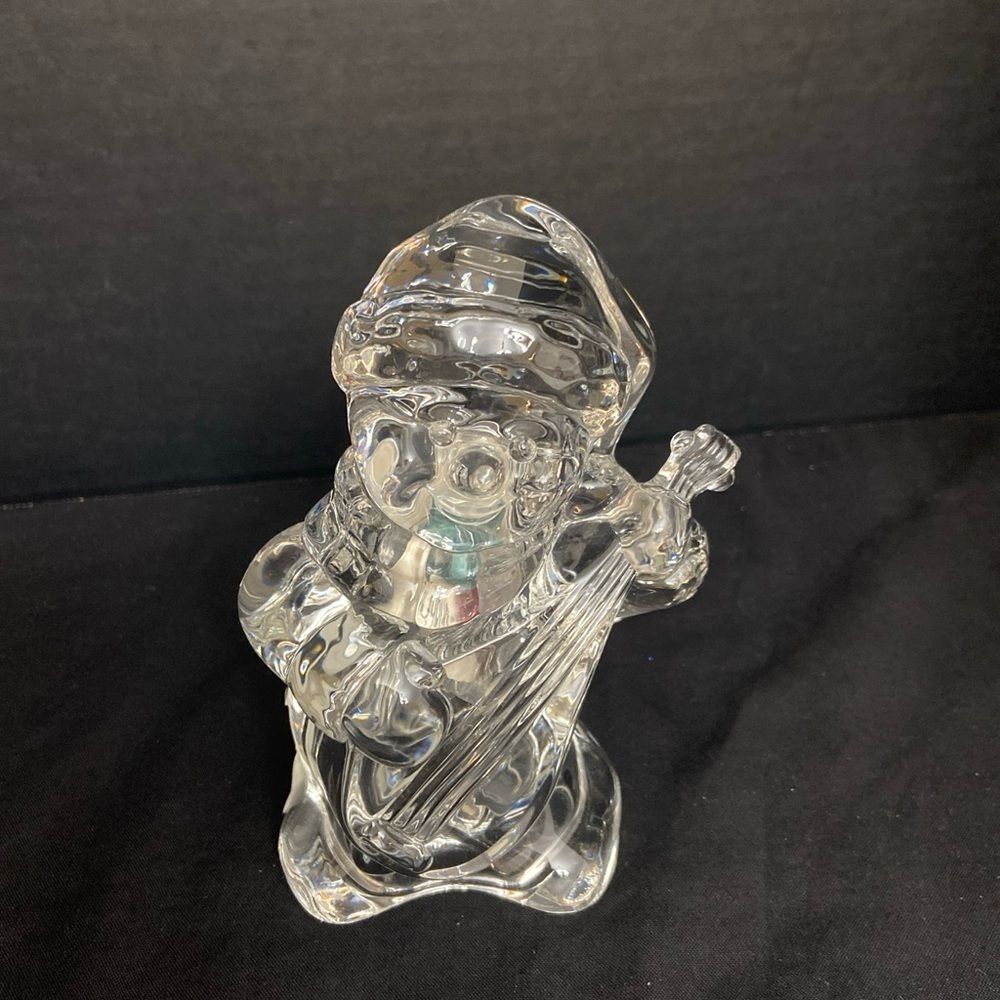 Mikasa Frosty's Choir Snowman Playing the Mandolin Full Lead Crystal Figurine